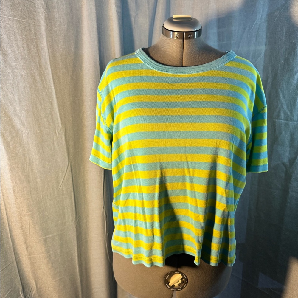 Hanna Andersson Blue and Yellow Striped Tee